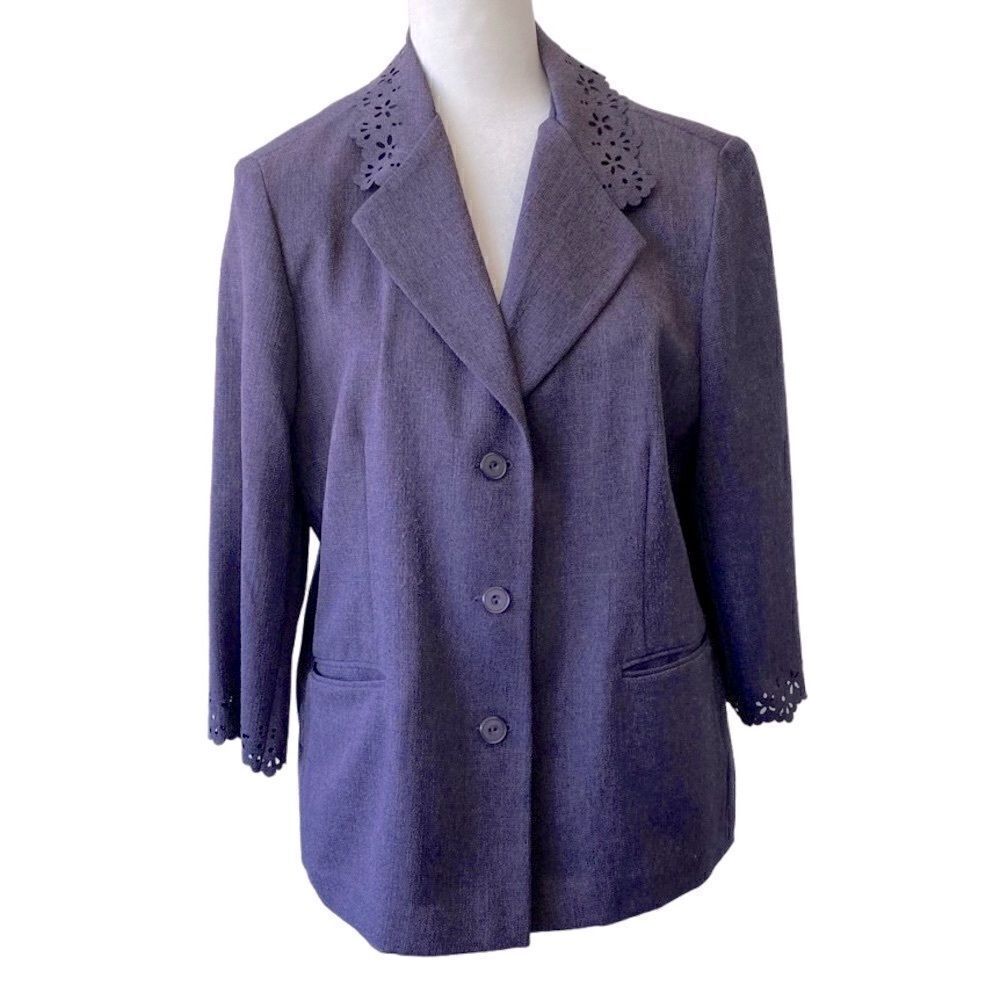 Alfred Dunner Woman’s Blazer Purple Pockets SZ 14